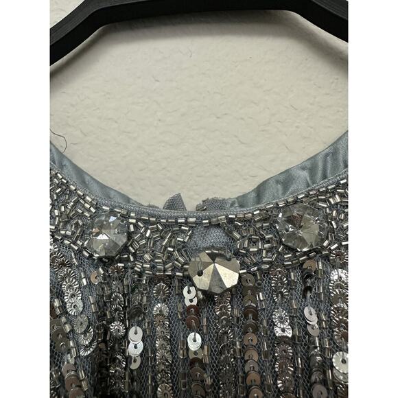 Mac Duggal Platinum Sleeveless Sequin Floor-Length Dress Size 12 Style 4963 - Picture 6 of 12